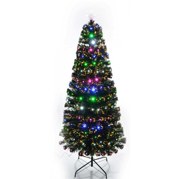 4ft to 7ft Pre-Lit Fibre Optic Artificial Christmas Trees with LED Lights and Metal Stand image 3