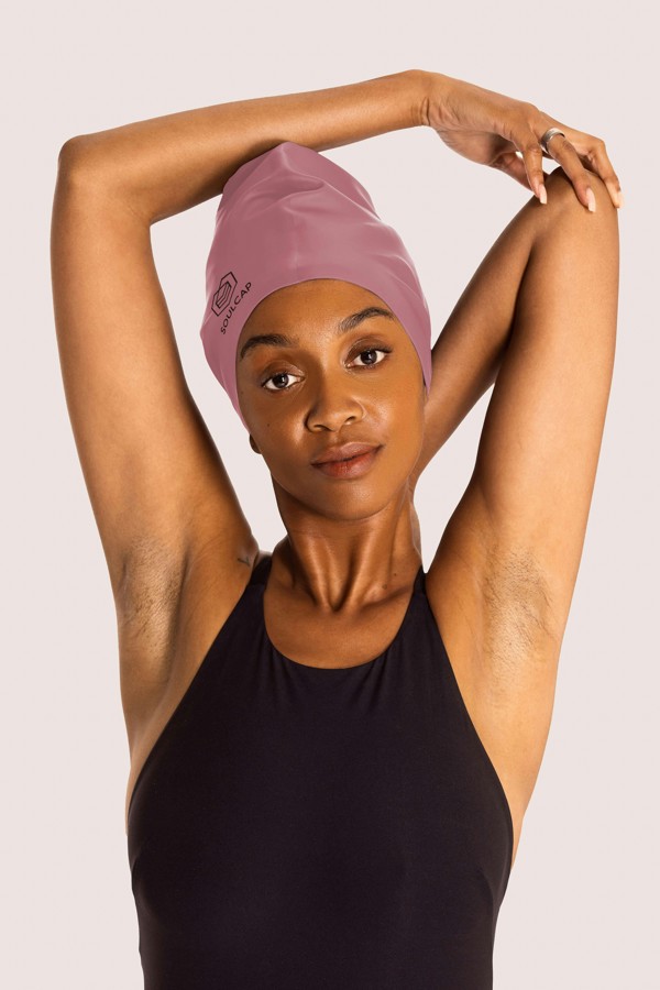 SOUL CAP Large Swim Cap for Long Hair - XL - Mesa Rose