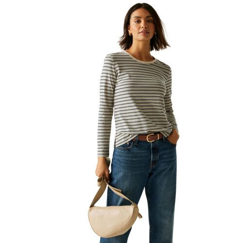 Regatta Womens Federica Stripe Long-Sleeved T-Shirt - Navy/Light Vanilla - Navy/Light Vanilla - 60% Cotton/40% Polyester