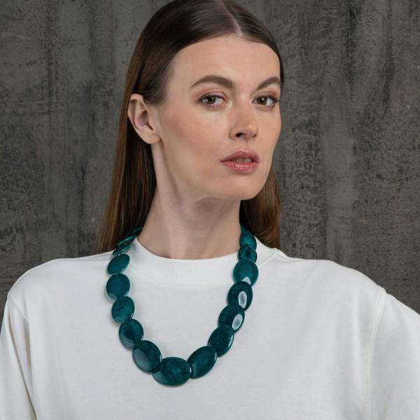 Long Dark Green Chunky Statement Necklace for Women - namana.london