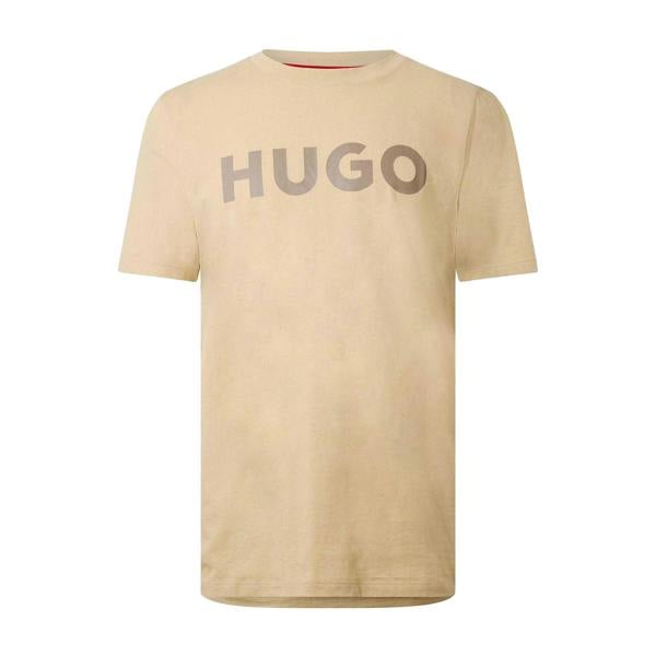Hugo Mens Dulivio Logo Crew Neck Regular T-Shirt - Beige - 