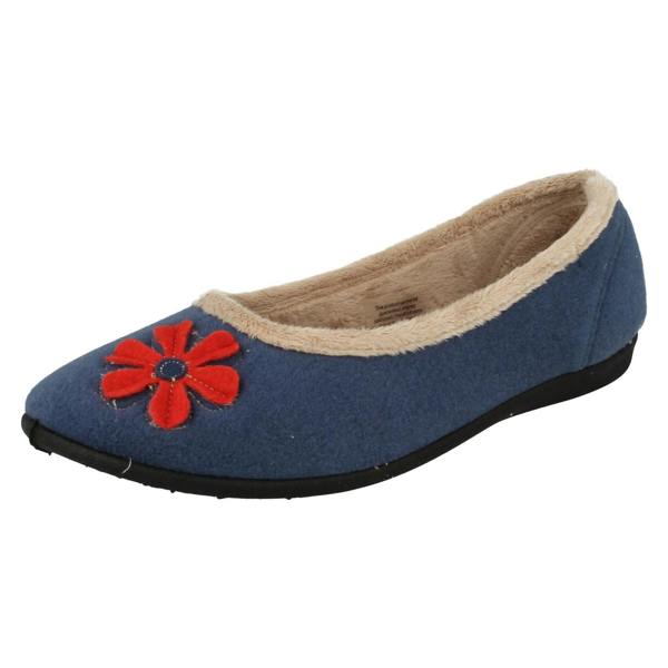 Padders Ladies Padders Wide Fitting Ballerina Slippers Happy