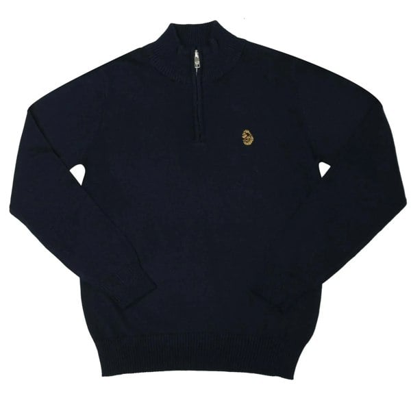 Luke 1977 Childrens/Kids Pretender Knitted Quarter Zip Jumper - Navy