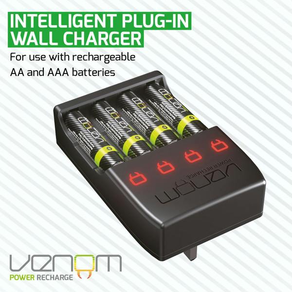 Venom Pro Charge In Wall Charger for Rechargeable AA and AAA Batteries