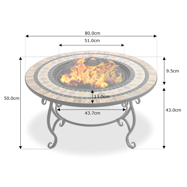 Centurion Supports Fireology BELUGA Opulent Garden and Patio Round Heater, Fire Pit, Brazier, Coffee Table, Barbecue and Ice Bucket - Marble Finish