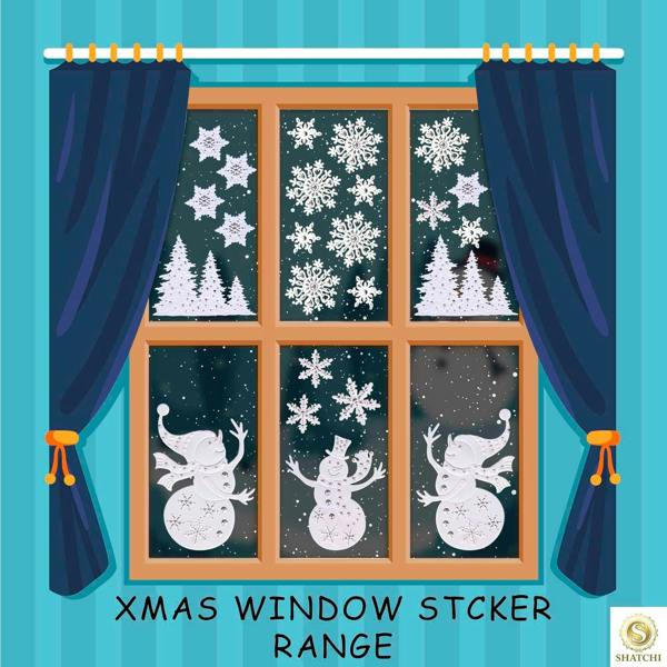 4 Pack 3D Christmas Window Stickers Snowy White and Silver Festive Scene Decorations image 8