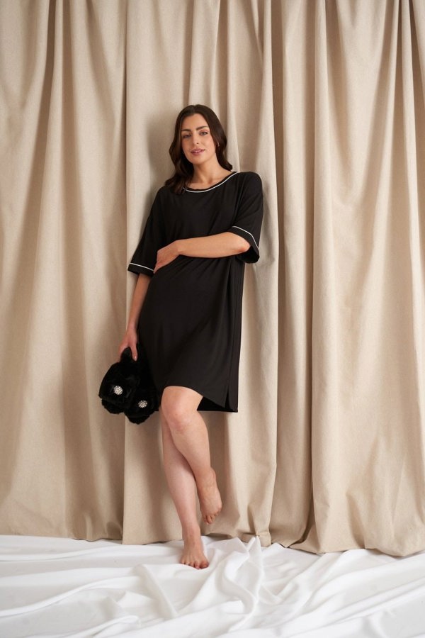 Bamboo Classic Tee Dress in BlackNightwear