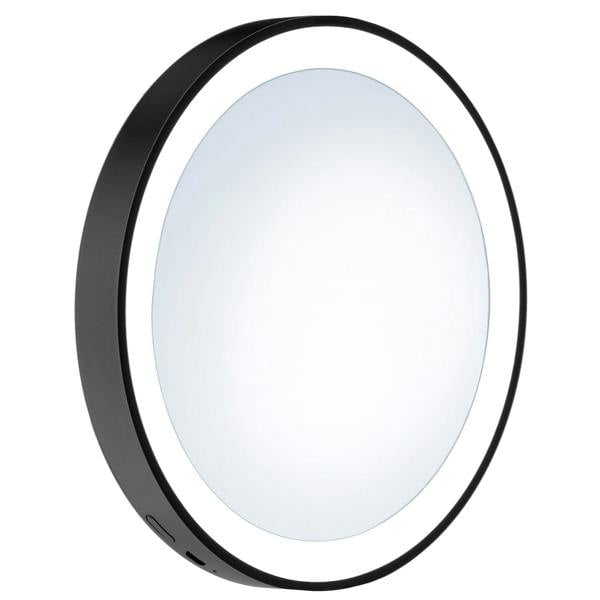 Matt black LED shaving/makeup mirror
