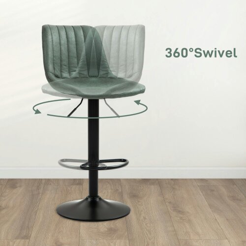 Wyld Haus Reli Fabric Green Retro Tub Style Bar Stools Set Of 2 With Padded Seats