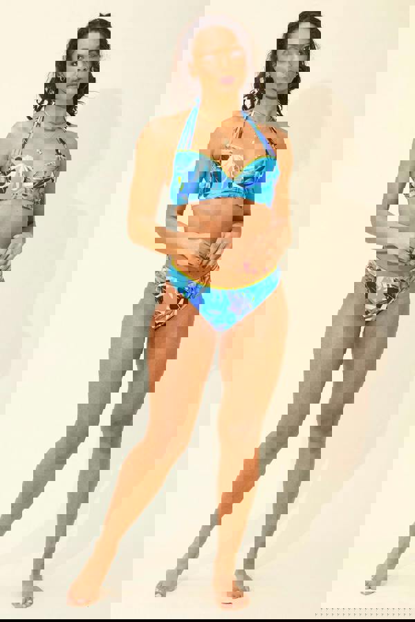 Blue Leaf Bikini Front
