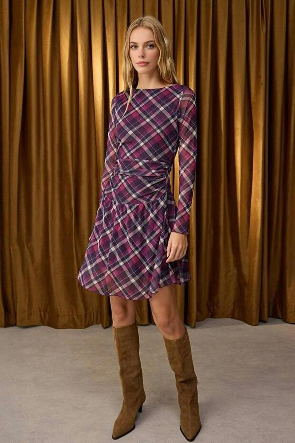 WOVCOR Argyle Skater Mini Knit Dress