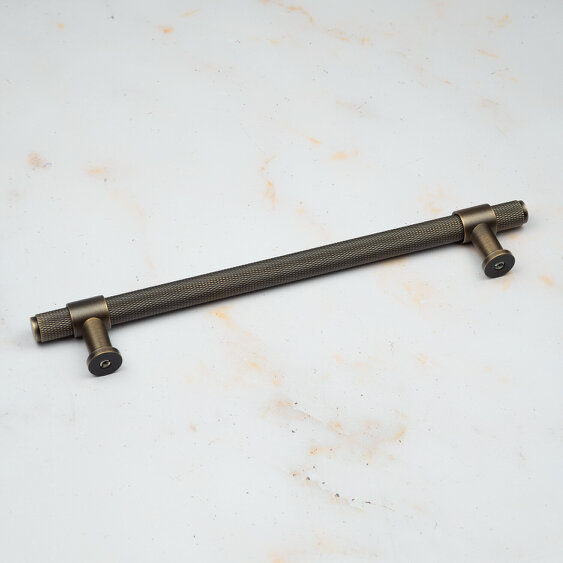 Handle & Home Antique Brass Knurled Handles with Clasp Detailing