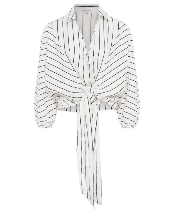 White Stripe Tie Front Shirt
