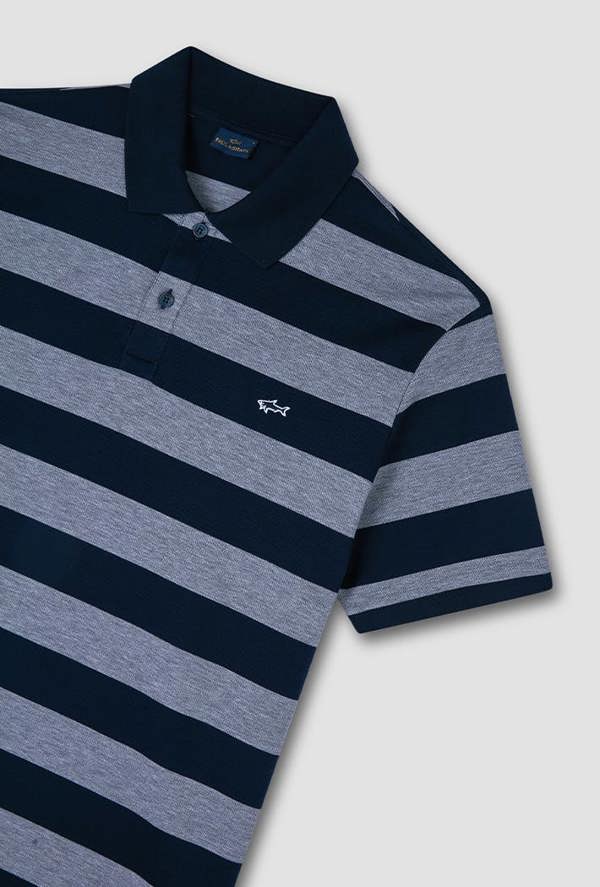 Paul & Shark Men's Double Piqué Shark Badge Cotton Polo Shirt