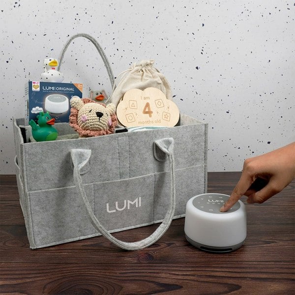 LUMI Ultimate Baby Gifting Bundle (White Noise Machine, Milestone Cards, Nappy Caddy & More)