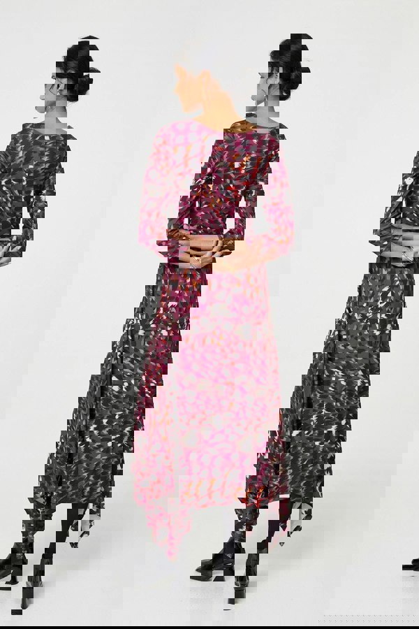 Red | Animal Print Hanky Hem Jersey Dress
