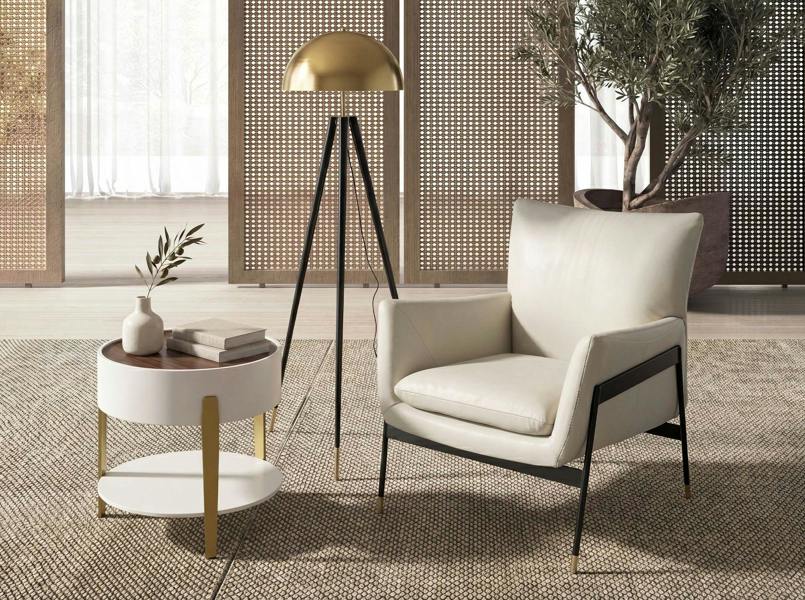 Angel Cerdá Polished gold steel and black steel floor lamp 8100