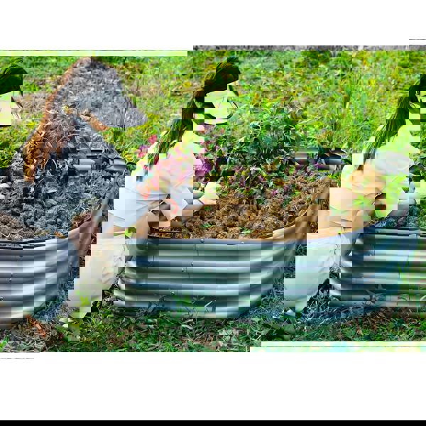 Gr8 Garden Outdoor Raised Bed Planter Square Galvanised Steel Trough 120x120x30cm