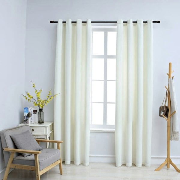 Berkfield Blackout Curtains with Rings 2 pcs Velvet Cream 140x245 cm
