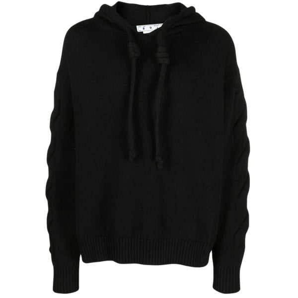 Off-White 3D Diag Knit Black Hoodie S