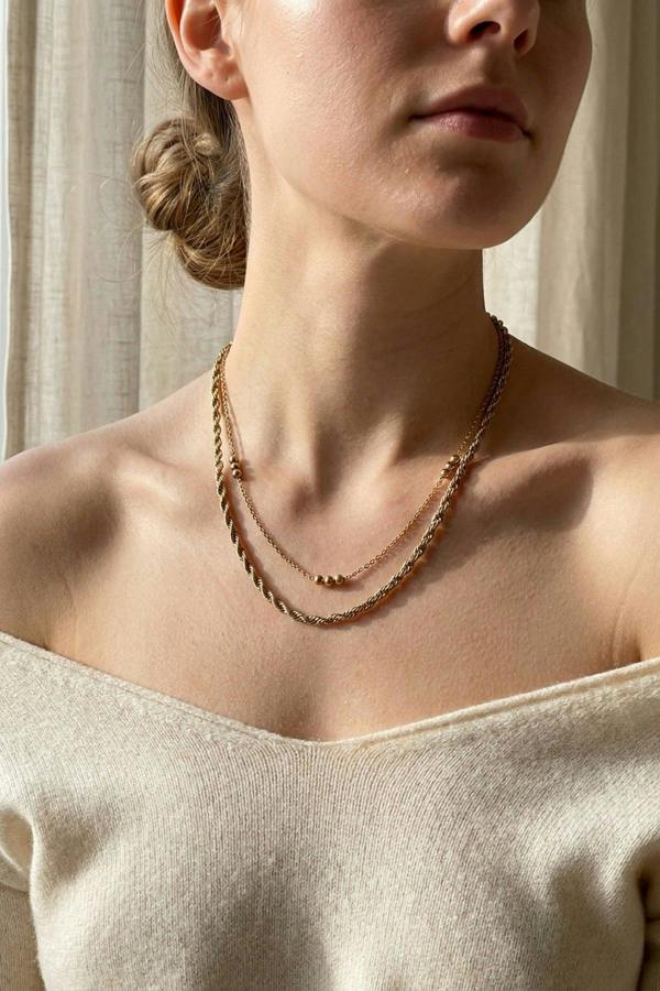 ARIIRA Marianne Layered Gold Tone Multi Chain Necklace