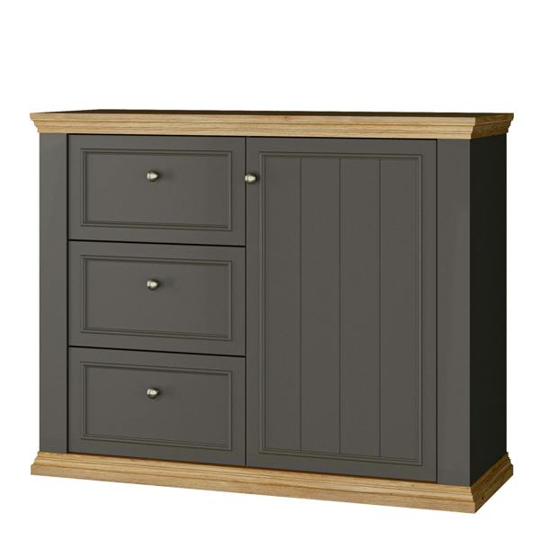 Furniture To Go Pontypool 3 Drawer & 1 Door Sideboard in Grey and Mauvella Oak