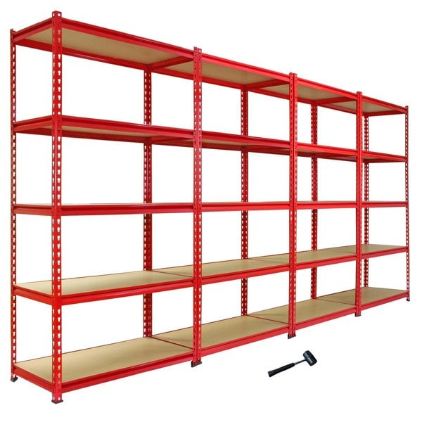 Monster Racking 4 x Z-Rax Metal Racking Units Red 90cm & Free Mallet