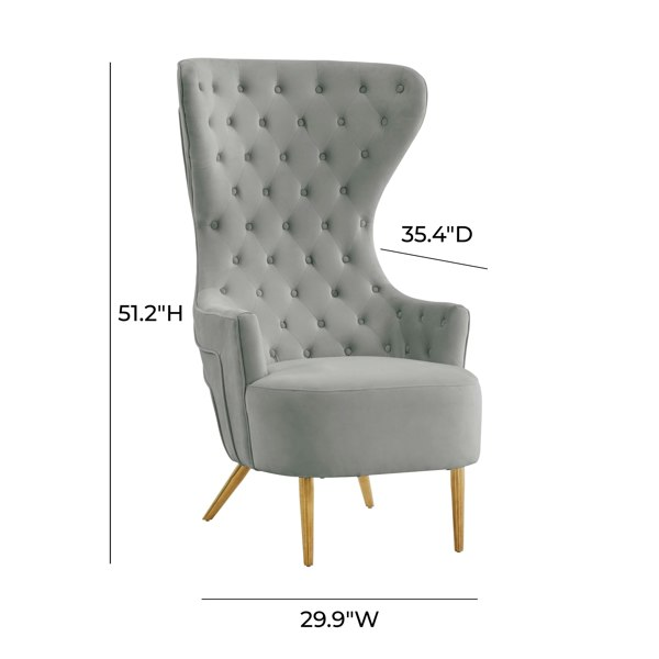 Furniture Edit Jezebel Grey Velvet Wingback Accent Occasional Chair