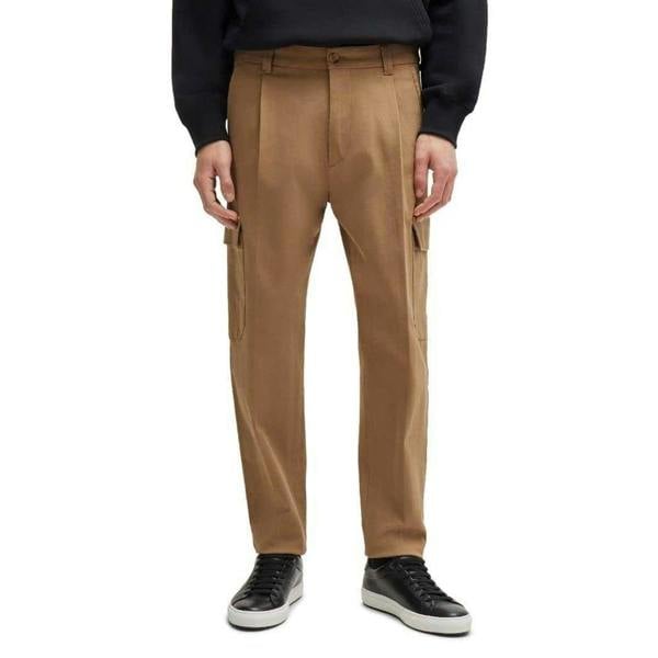 Boss Mens C-Perin Cargo Tapered Combat Trousers - Beige - 