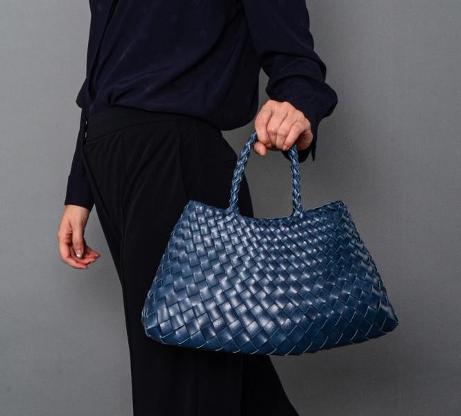 RIMINI Hand Woven Tote 'Adelina' - Blue