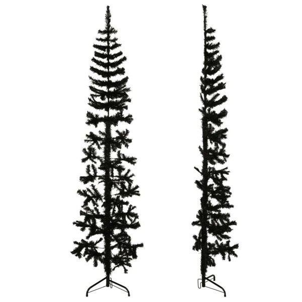 Berkfield Slim Artificial Half Christmas Tree with Stand Black 210 cm