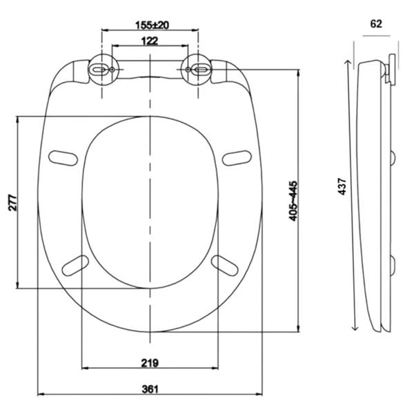 RTS Oval 360mm width Top Fix Slow Close Quick Release Toilet Seat