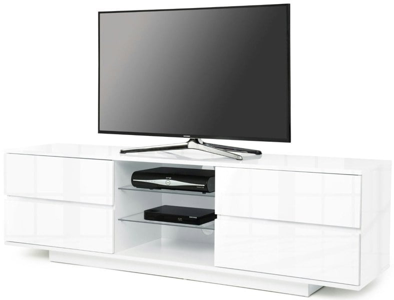 Centurion Supports Avitus Premium High Gloss White with 4-White Drawers and 3-Shelf 32"-65" LED/OLED/LCD TV Cabinet