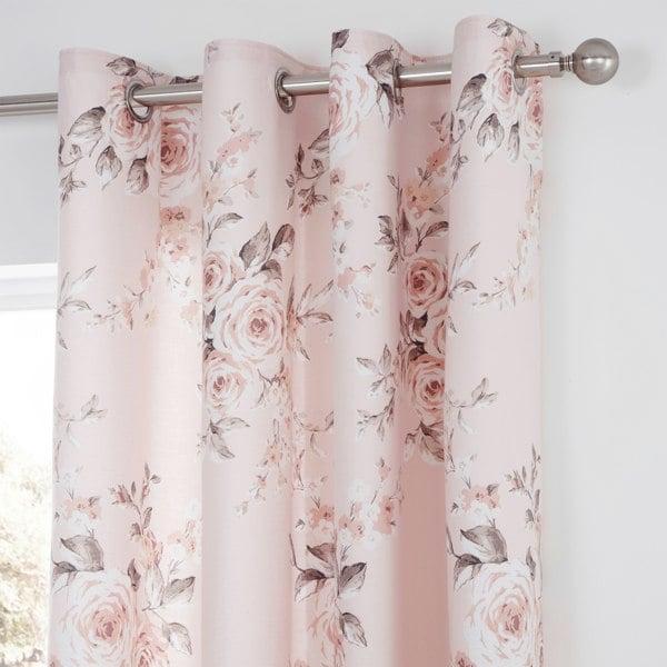 Catherine Lansfield Canterbury Floral Lined Eyelet Curtains