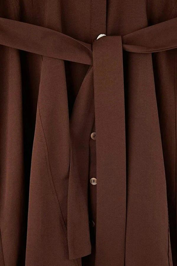 WOVCOR Mini Woven Belted Plus Size Shirt Dress
