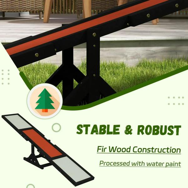 Black wooden dog seesaw base with X supports and orange center panel