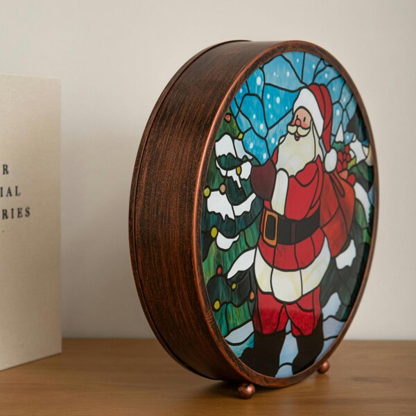 Samuel Alexander 25cm USB Powered Light Up Santa Stained Glass Christmas Decoration
