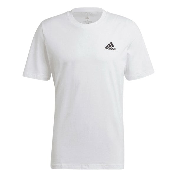 Adidas Mens Essentials Small Logo Embroidered T-Shirt - White