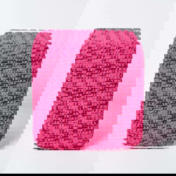 HOMESCAPES Cube Cotton Knitted Pouffe Footstool Bean Filled Hand Knitted