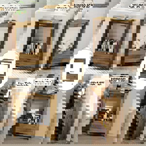 Levede Slim Side Table 2 Tier with Magazine Storage Narrow End Table 55x20x60cm