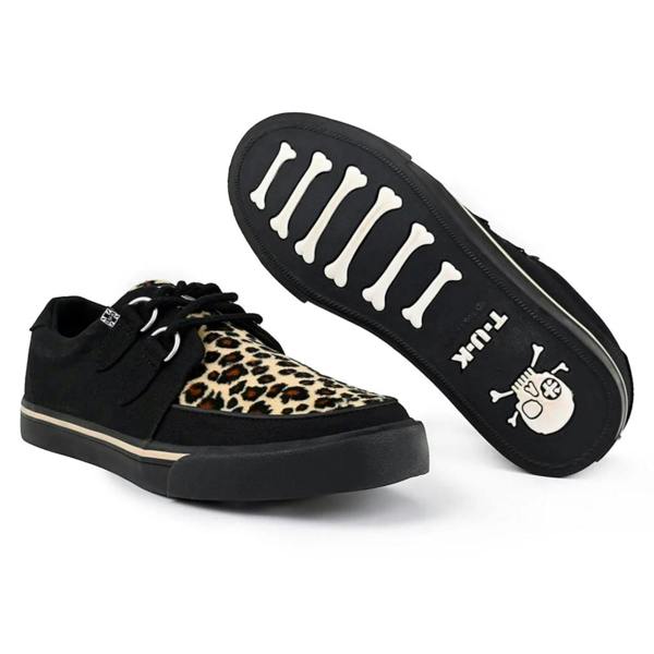 TUK Footwear TUK Pointed Creeper Sneaker Black Leopard Canvas Platform Shoes - A9180