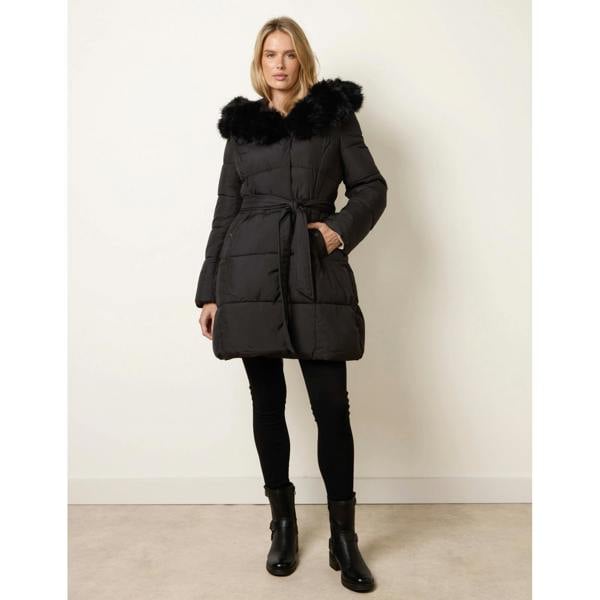 Blue Vanilla Pelted Faux Fur Short Puffer