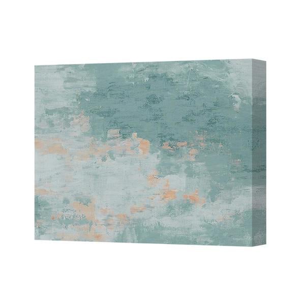 Benjamin Tate Design Abstract Blue Teal Peach Canvas Wall Art Modern Living Room Decor