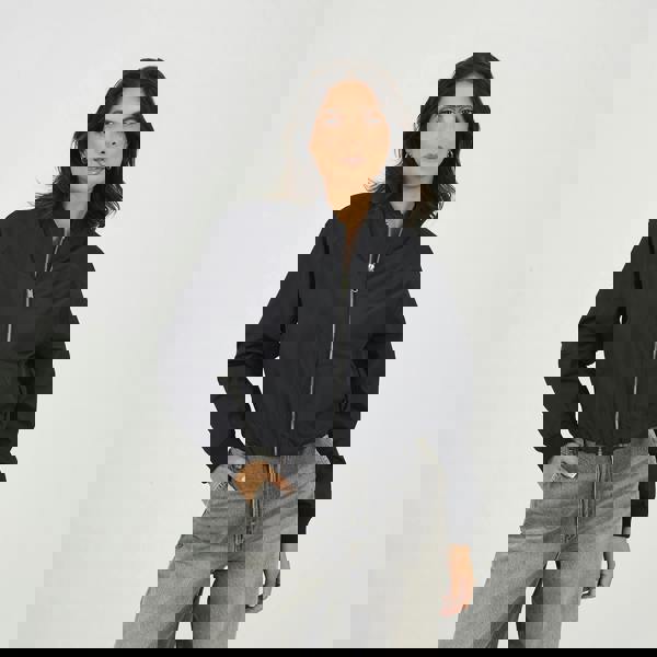 Brave Soul Black Oversized Sleeve Bomber Jacket - Black Image 1