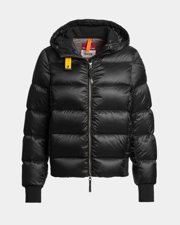 Parajumpers Mariah Womens Hooded Down Bomber Jacket - Black 541, front