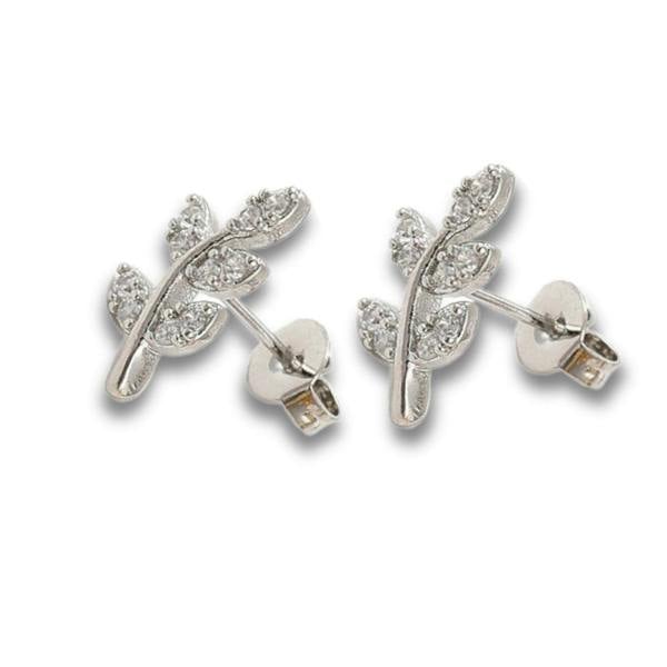 Aye Do Gifts Cubic Zirconia Silver Leaf Stud Earrings