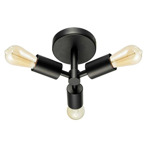 Industrial Matte Black Ceiling Light Fixture to Showcase Vintage Bulbs Image 1