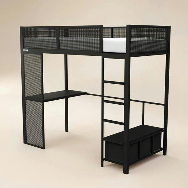 Recoil Glitch Metal Gaming High Sleeper with Desk Black