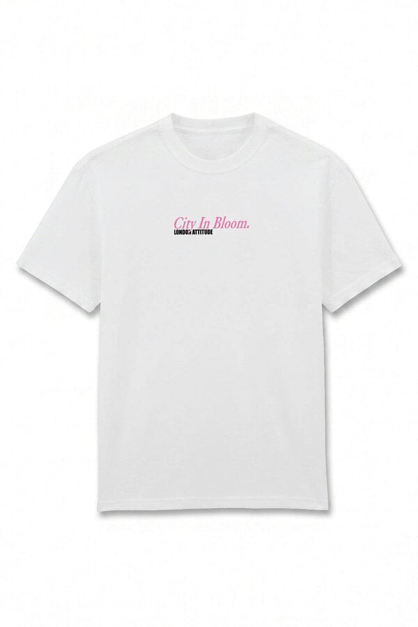 Tokyo City in Bloom Oversized Heavyweight Printed T-Shirt in White