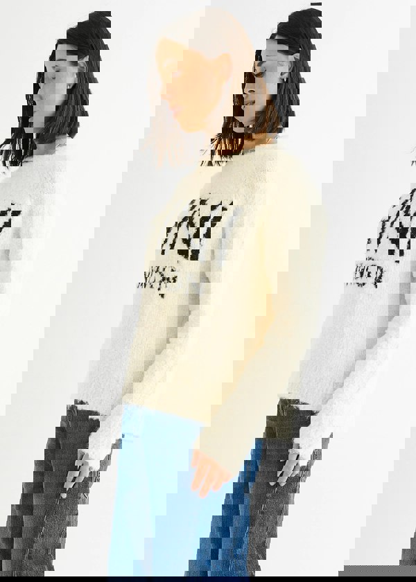 Gini London Beige Gini Logo Cozy Knit Jumper